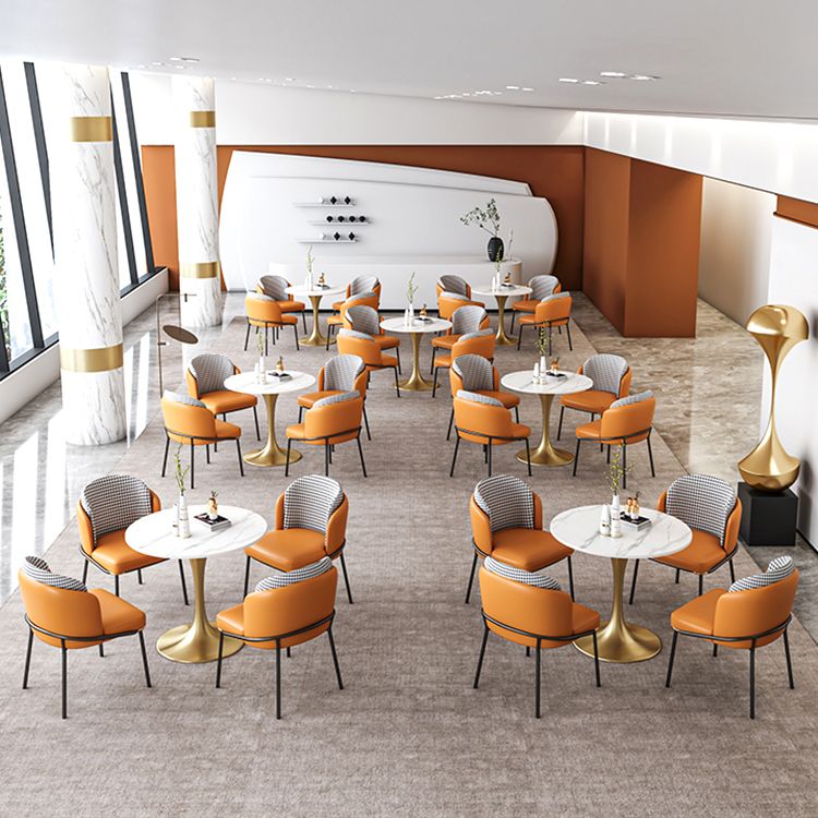 Round Dining Table Set with Metal Base 1/5 Pieces Modern Dinette Set for Kitchen