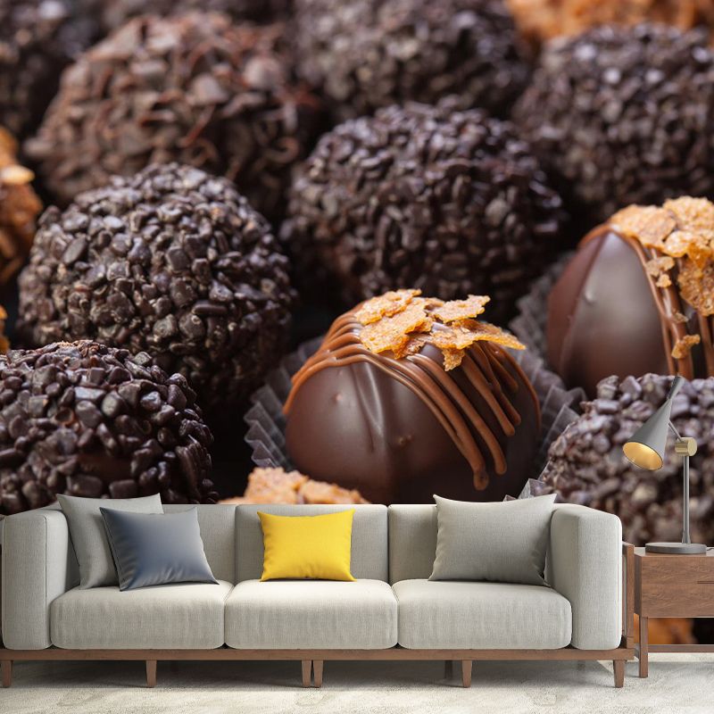 Soft Color Chocolate Painting Mural Decal Modern Stain-Proof Wall Covering for Shop