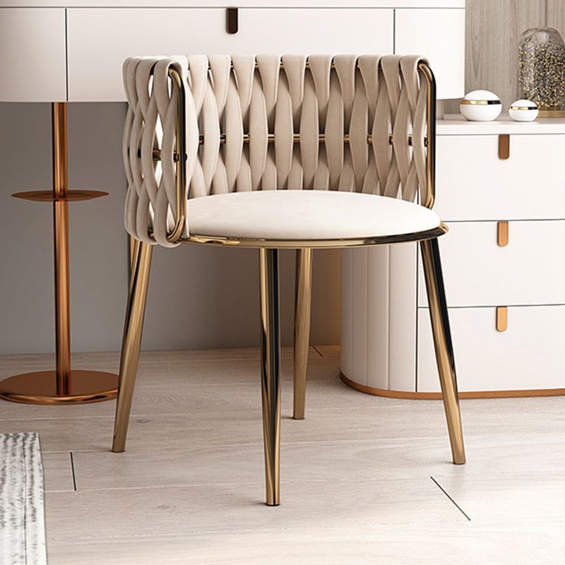 Contemporary Metal Dining Room Armchairs Upholstered Side Chairs for Home Use