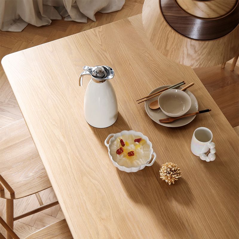 Contemporary Rectangle Dining Site Table Oak Solid Wood Furniture with 4 Legs