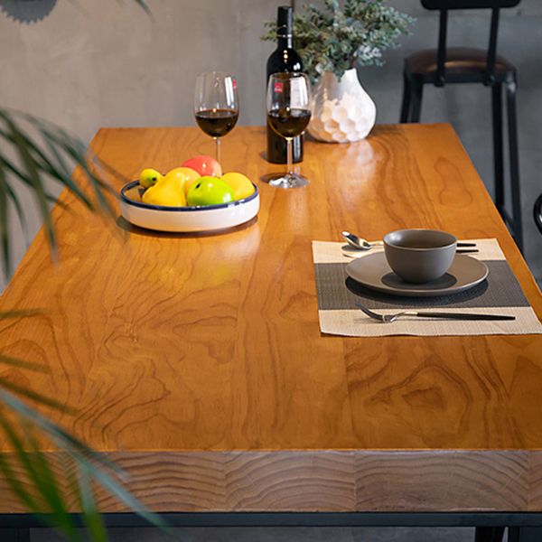 Industrial Pine Wood Table Rectangle 4 Legs Base Dining Table for Kitchen