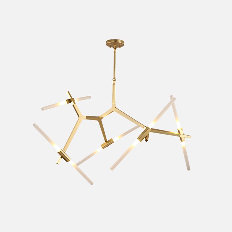 Acrylic LED Chandelier Modern Suspension Light in Gold for Living Room Dinning Room
