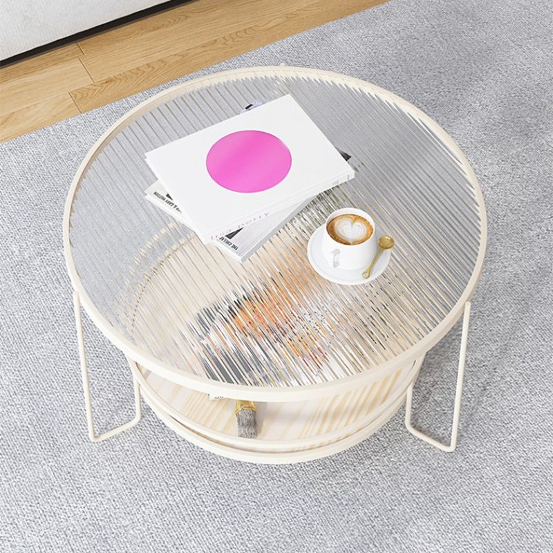 Modern Single Coffee Table Glass Coffee Table with Storage Shelf