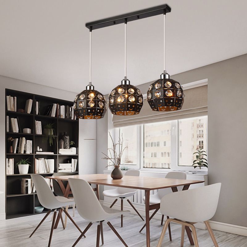 Salle à manger à teinte mondiale Crystal Crystal 3-Light Pendant moderne Lampe