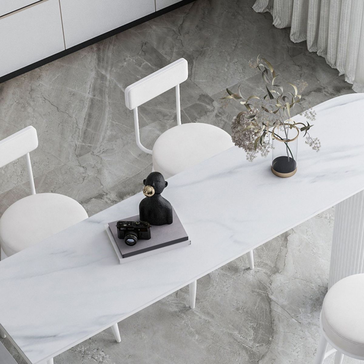 Industrial Bar Table Set 1/5 Pieces Stone Pub Dining Set for Indoor