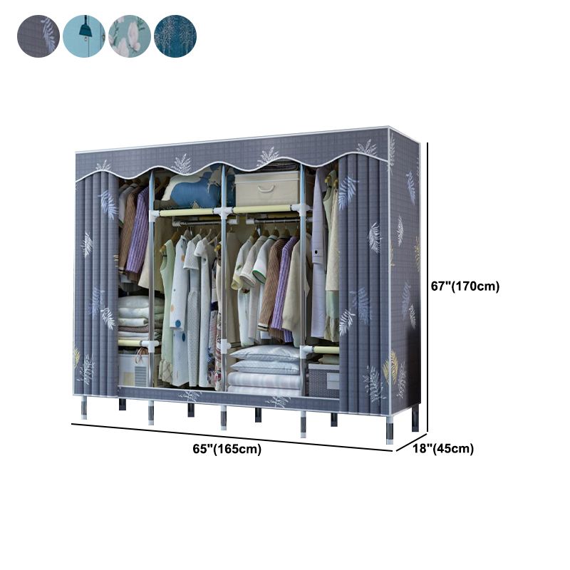 Modern Style Wardrobe Metal 1-Door Wardrobe Closet with Cloth Rod