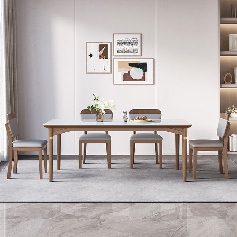 1/4/5/6/7 Pieces Table Furniture Set Sintered Stone Dining Room Set with Wooden Legs