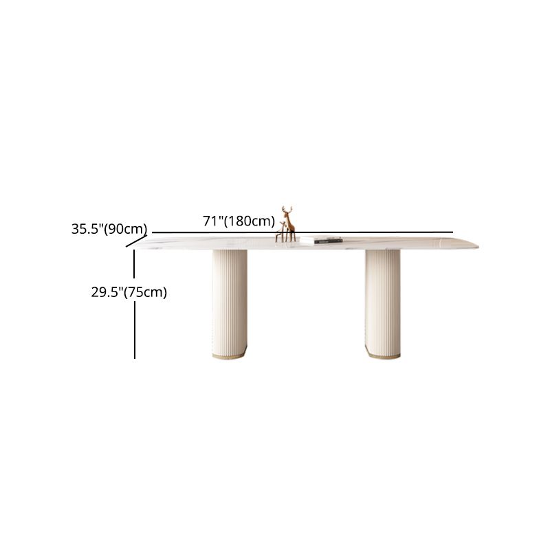 Noordse 1/4/5/7 stukken Dinerset rechthoekige stenen tafel en witte stoelen eetgelegenheden set