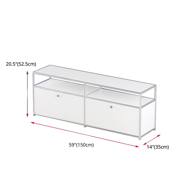 Modern White Sideboard with Metal Frame Faux Wood Dining Buffet with Drawers