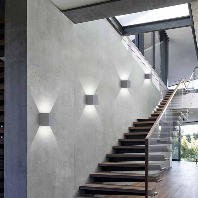 Cuboid Wall Light Farmture Moderne 1-licht grijze wandlamp met cementschaduw