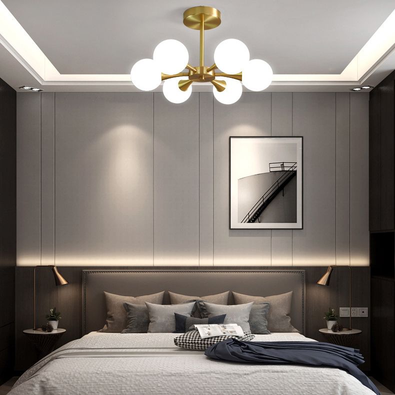 Ball-Shaped Bedroom Ceiling Flush Mount Glass Minimalist Style Semi Mount Lighting