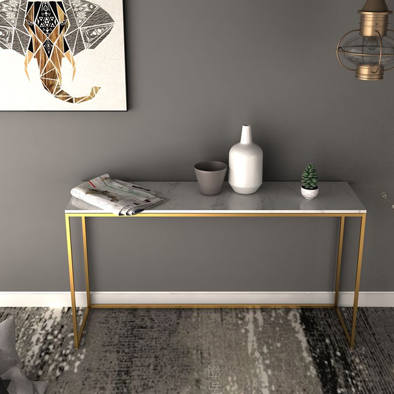 Marble Rectangle Console Table Glam Ironcraft Frame Accent Table for Hall