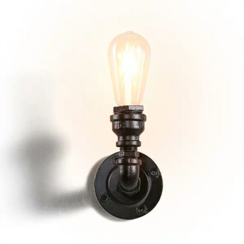 Industrial Pipe Socket Wall Light Single Metal Sconce Light Fixture for Corridor