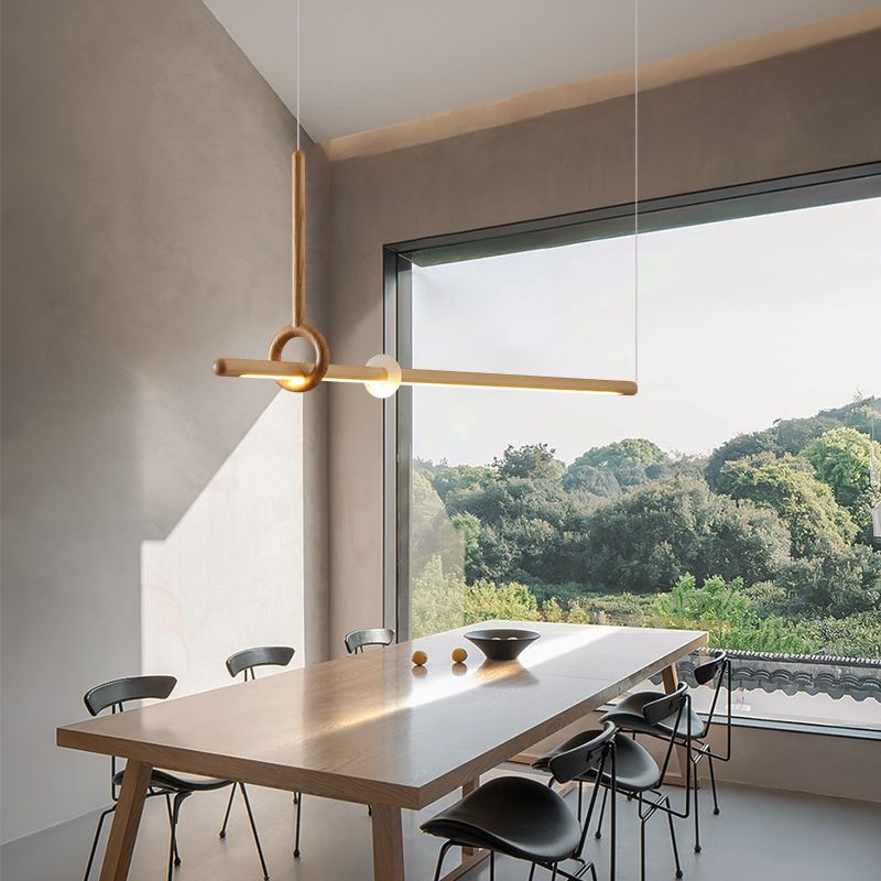 Modern Minimalist Style Linear Chandelier Light Fixtures Wood Pendant Light Fixtures