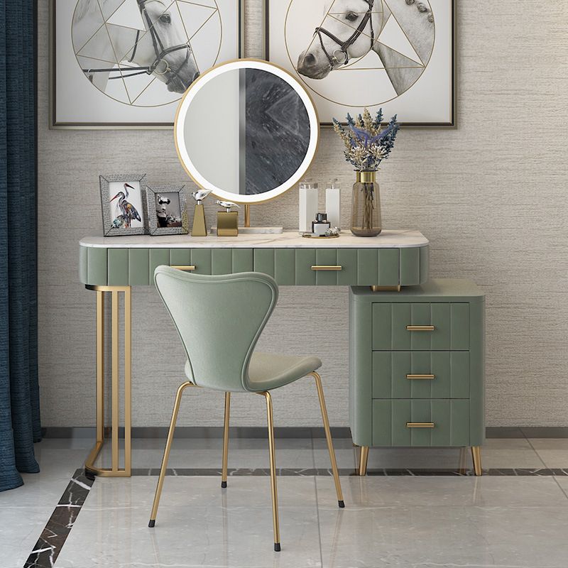 15.74" Wide Vanity Set with 5 Storage Drawers Marble Make-up Vanity