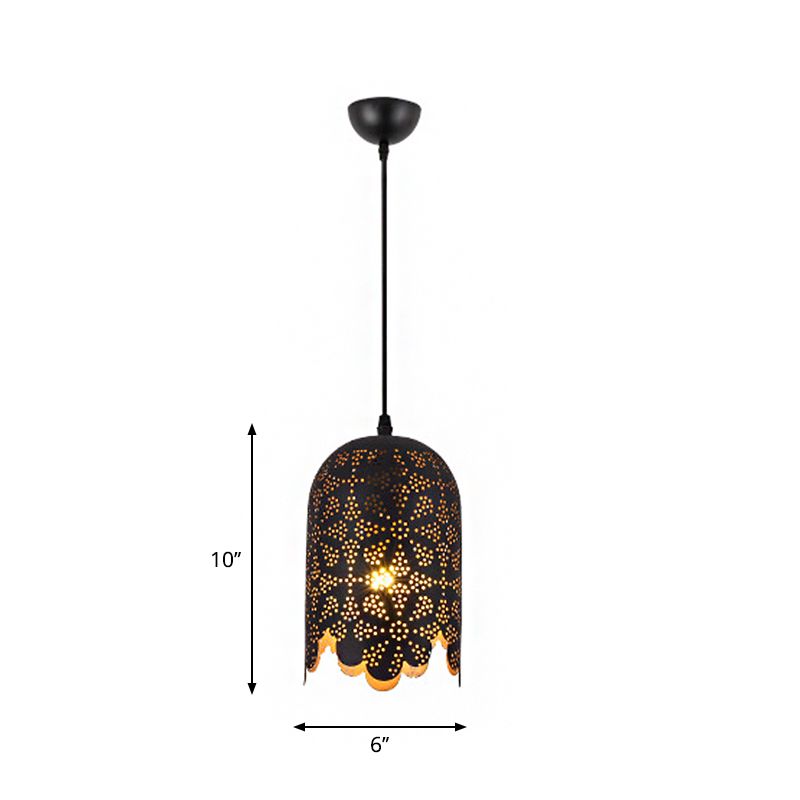 Metallic Black Deckenleuchte Zylinder/Oval 1 Kopflager gemustertes Anhängerlampe für Restaurant