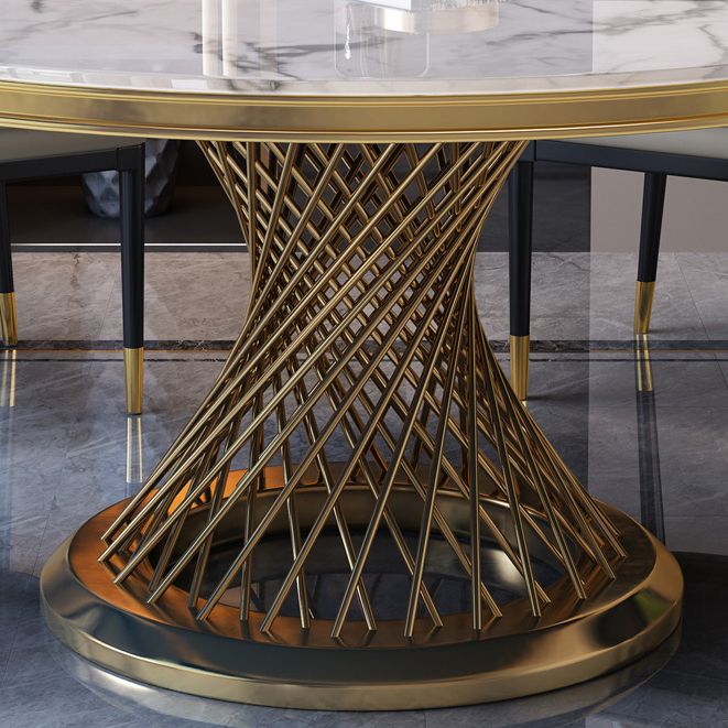 Modern Round Dining Table Steel Base Pedestal Table for Home Kitchen