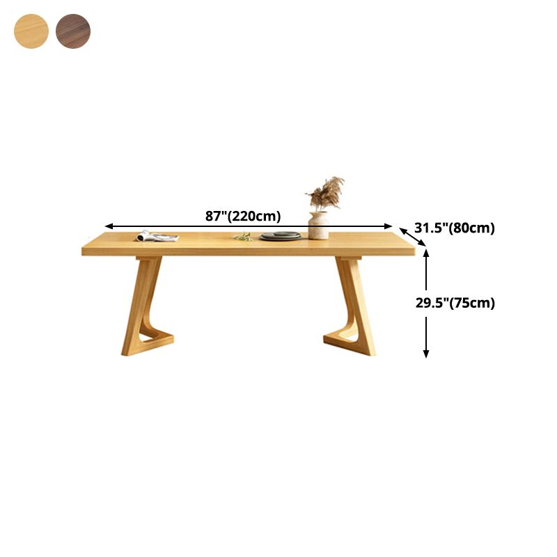 Mesa de comedor de madera sólida mesa rectangular de madera de pino con base de pedestal doble