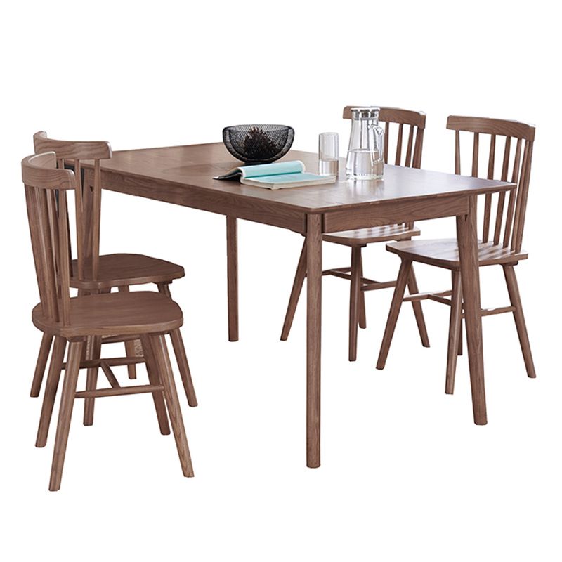 Rectangle Ash Wood Table in Nature/Walnut Modern Dining Table with 4 Legs for Restaurant