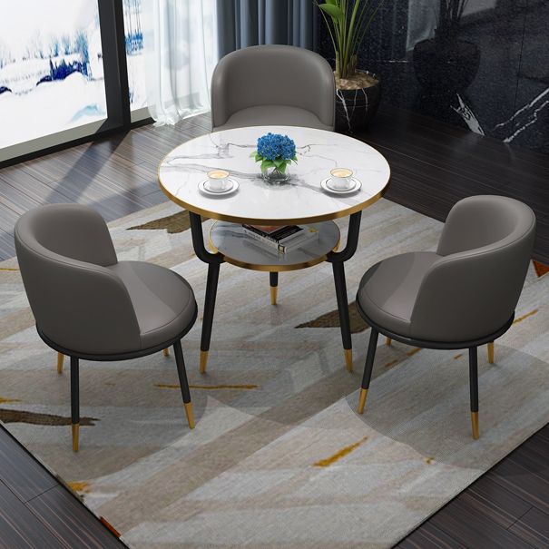 Contemporary MDF Standard Dining Table Round Shape Kitchen Dining Table with 3 Legs Base