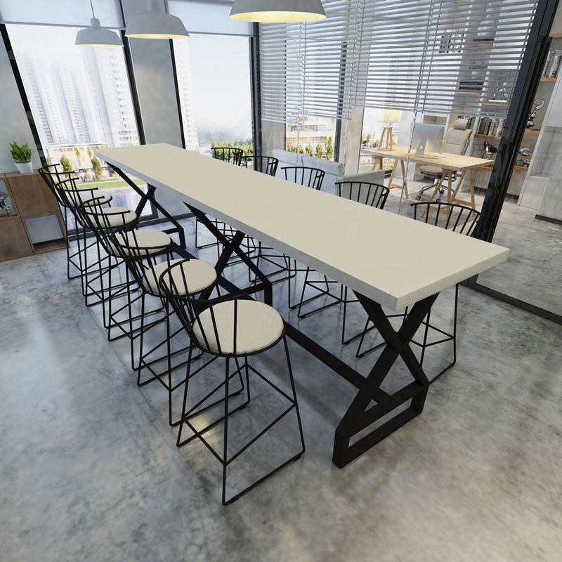 Pine Wood Bar Dining Table Traditional Luxury Rectangle Bar Table with Trestle Base