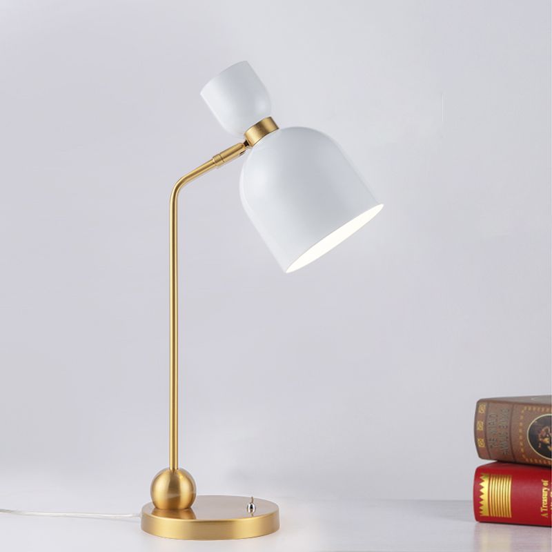 Flared Nightstand Light Modernist Metal Single Head White and Gold Night Table Lamp