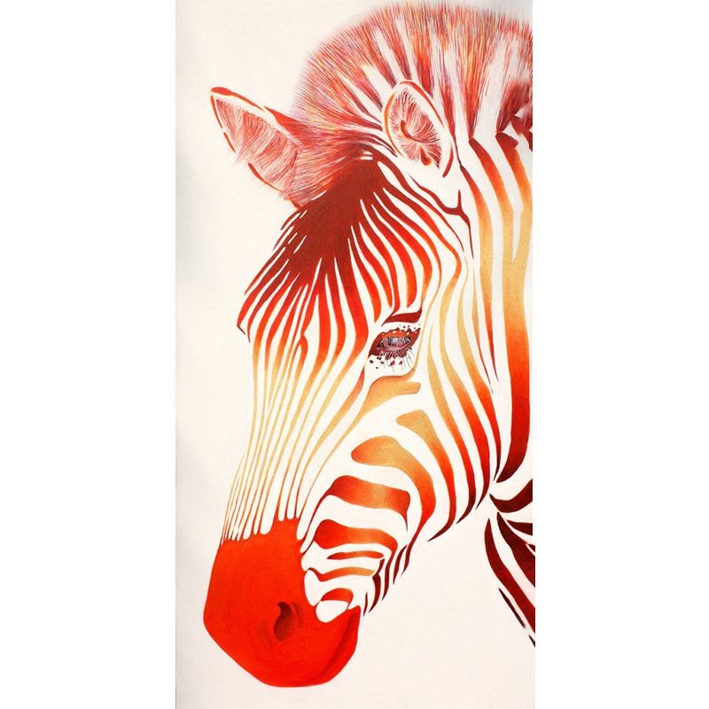 Contemporary Zebra Head Mural Non-Woven Stain-Proofing Soft Color Wall Art for Bathroom