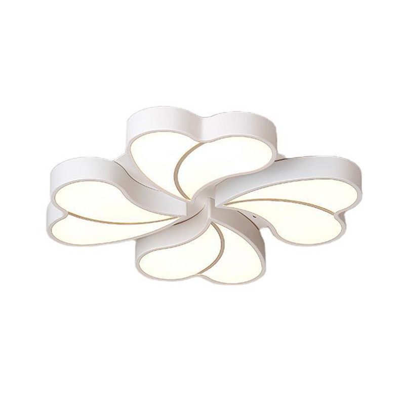 White Floral Flushmount Ceiling Lamp Modern Style Metal LED Flush Mount Lighting for Bedroom
