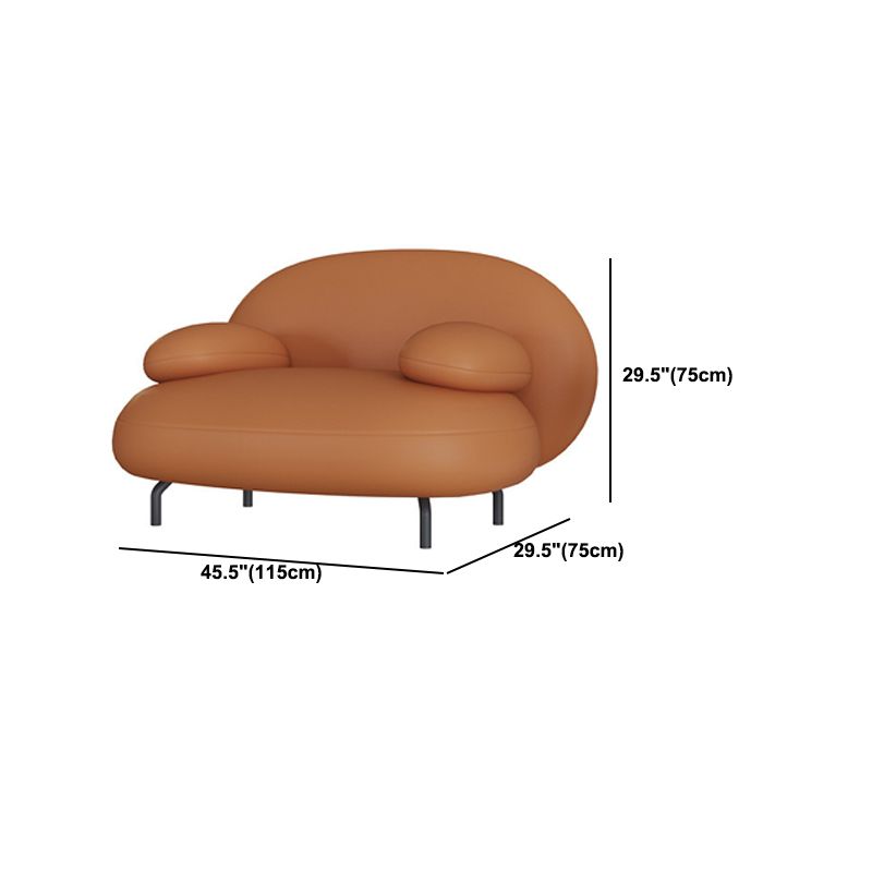 Contemporary 29.5" H Orange Faux Leather Pillow Top Arm Sofa