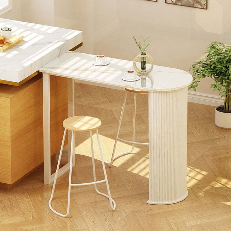 Modern White Marble Table Specialty Double Pedestal Table - 40.55" H