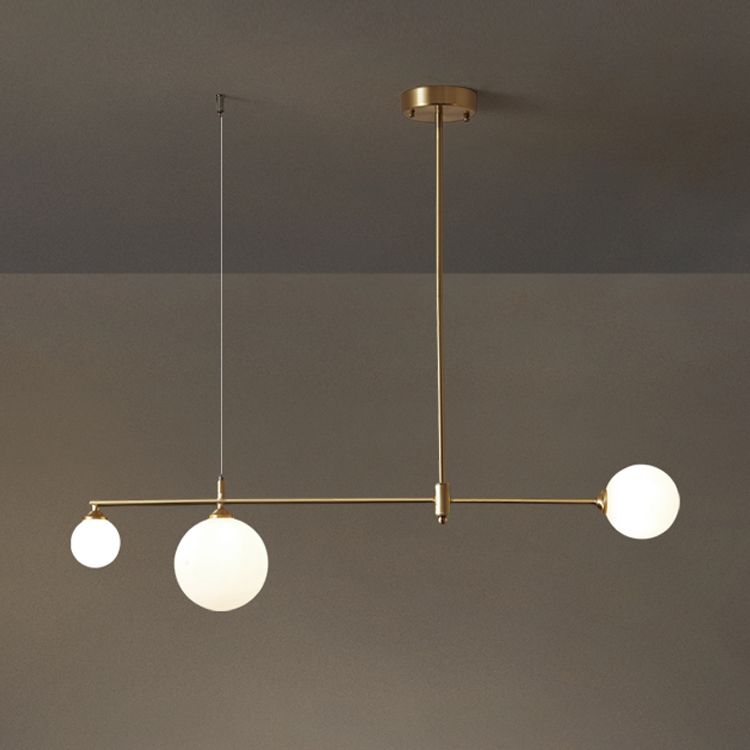 Globe Island Lighting Modern kroonluchter Glass 3 lichte eiland plafondlicht in gouden afwerking