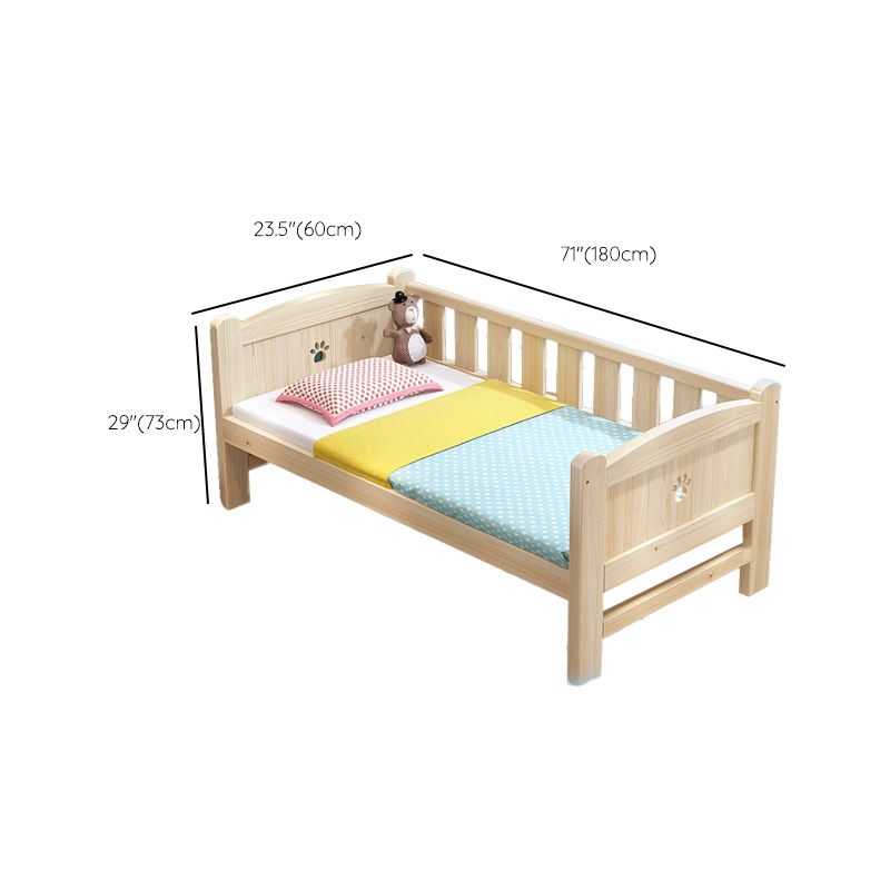 Solid Wood Nursery Bed Light Wood Ultra-Modern with Guardrail