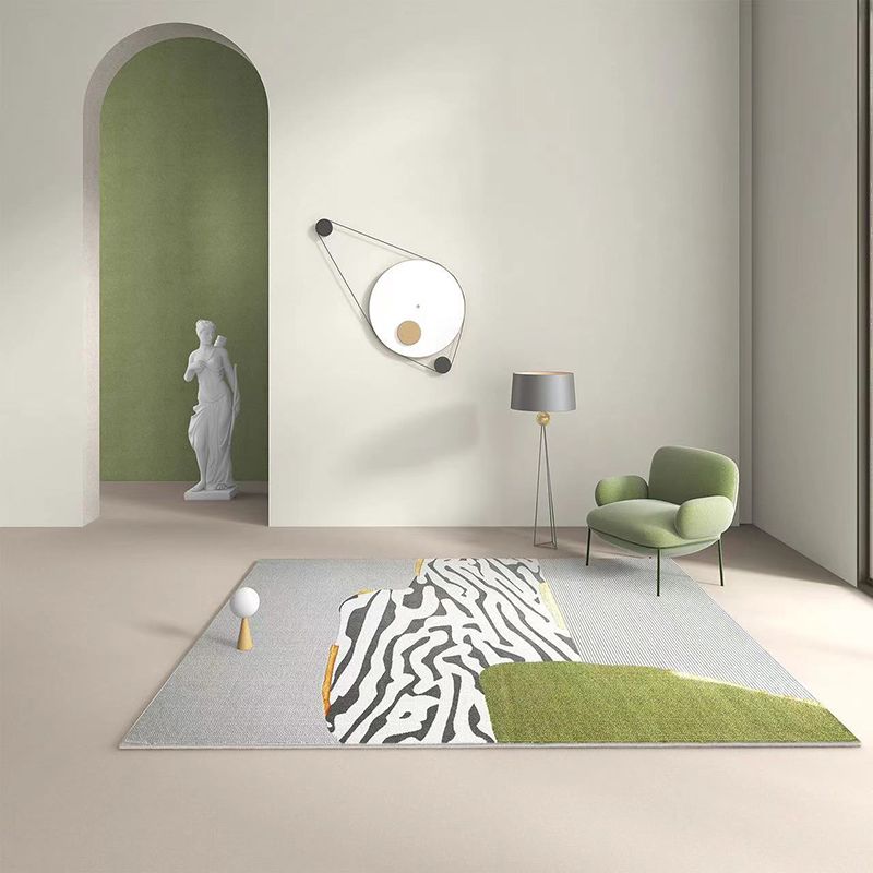 Casual Color Block Rug Polyester Area Rug Non-Slip Backing Indoor Carpet for Living Room