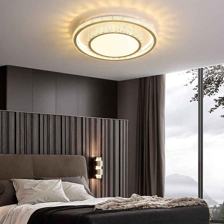 Minimalist Geometric Shaped Ceiling Light Acrylic Living Room LED Flush Mount Light in Gold