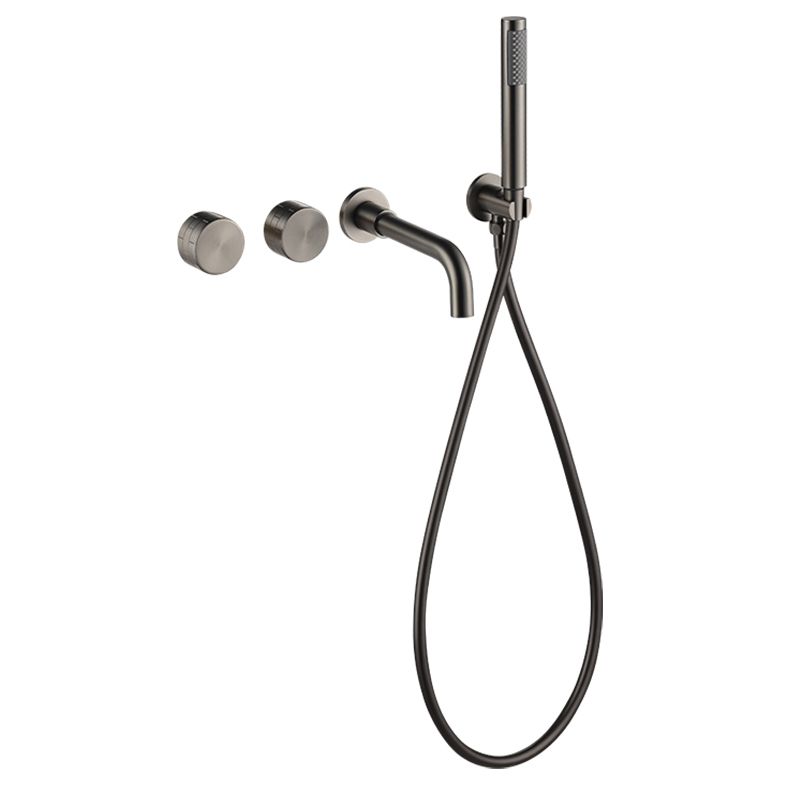 Wall Mounted Metal Tub Filler Low Arc Rotatable Tub Faucet Trim