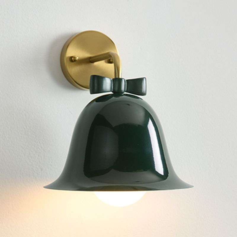 Modern Metal Wall Sconce Bell Shape Wall Light with Glass Shade for Bedroom