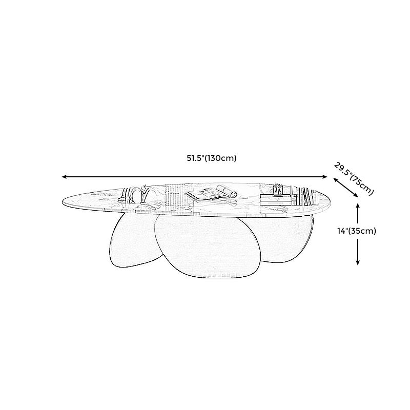 13.7"H 3 Legs Aged Metal Base White Slate Irregular Coffee Table
