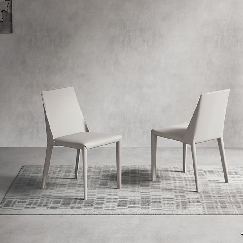 Matte Finish Modern Indoor Chair Faux Leather Solid Back Dining Chair