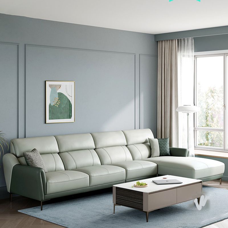 37.8"W Genuine Leather Square Arm Sectionals Sofa, Modern Chesterfield Sectionals