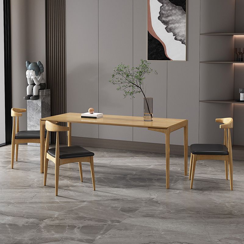 Mesa de comedor rectangular sencilla, mesa fija de Color madera con madera maciza de pino