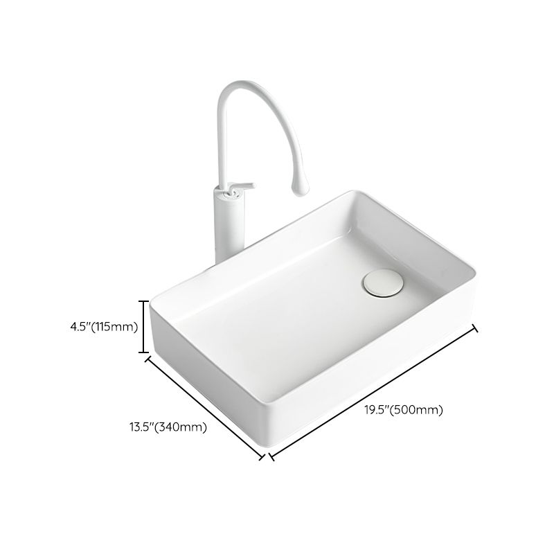 Modern Bathroom Sink Porcelain Solid Color Rectangular Vessel Bathroom Sink