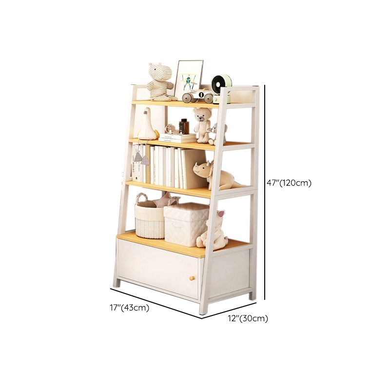 Engineered Wood Bookcase Ladder Contemporary Bookshelf with Shelves