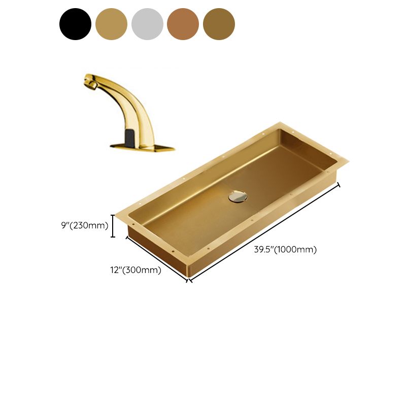 Modern Style Bathroom Sink Rectangular Metal Bathroom Sink with Faucet