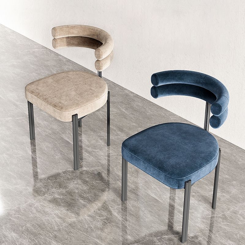 Scandinavian Style Upholstered Side Chairs Open Back Dining Side Armless Chair