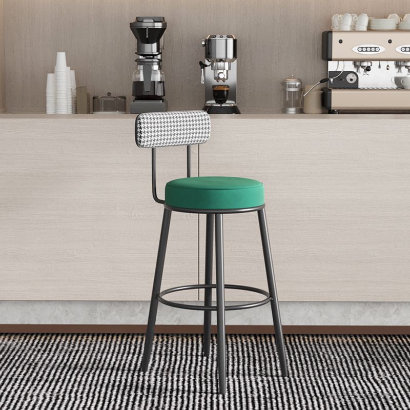 Contemporary Metal Stool Faux Leather Counter Stool in Matte Finish for Indoor