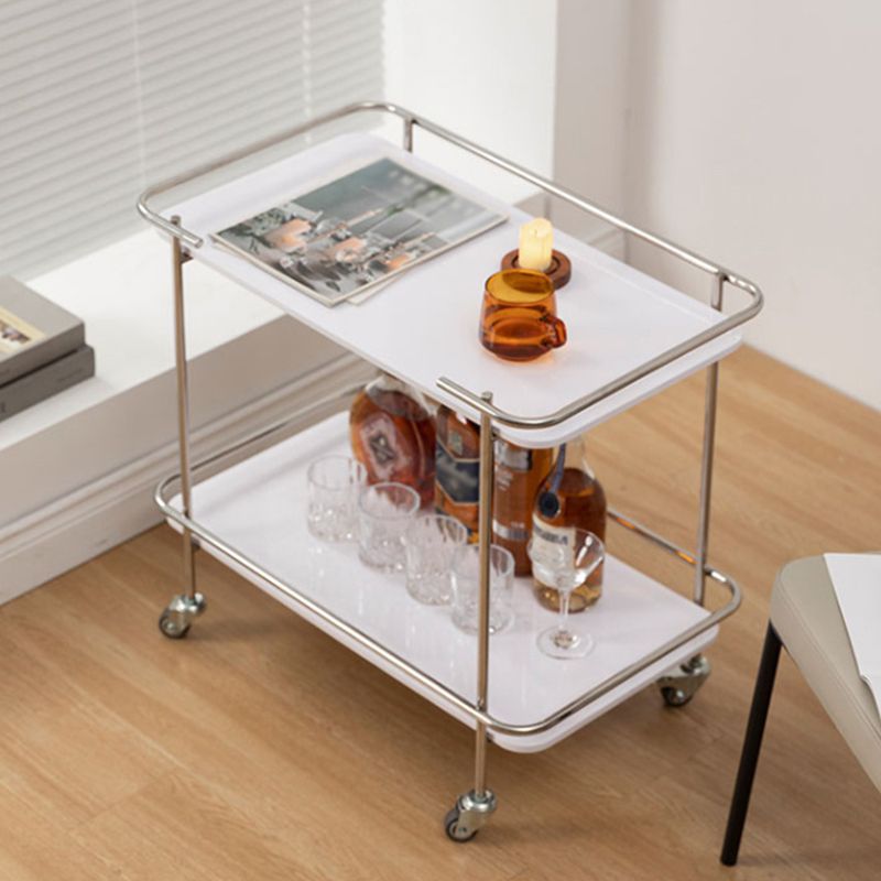 Contemporary Glass End Table with Casters Shelf Included 25.6"w Side Table