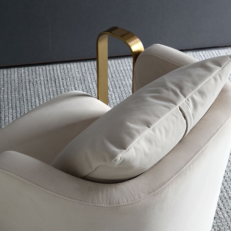 Glam Arm Chair Solid Color Pillow Back Gold Base Arms Included Armchair