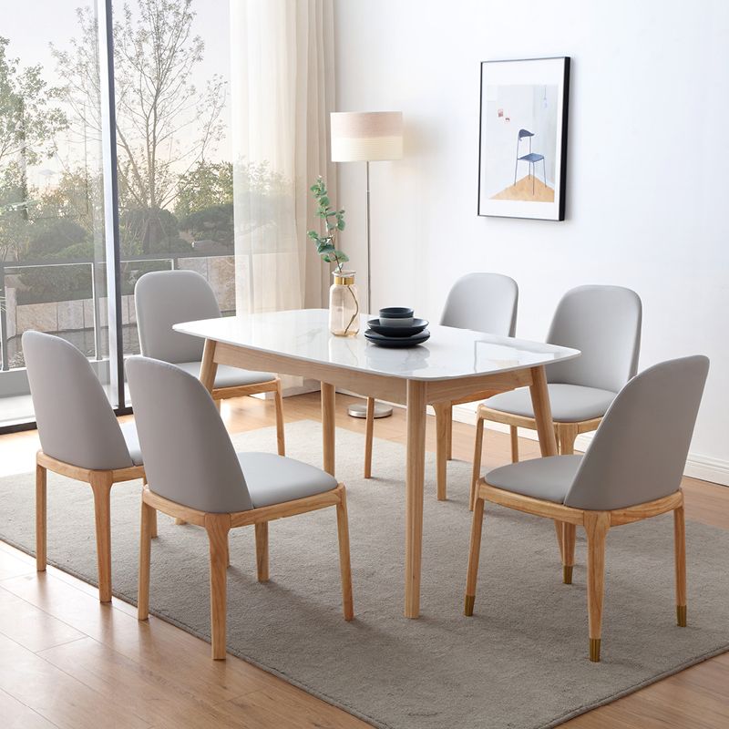 Stone Dining Table Traditional Luxury Dining Table with Solid Wood Base