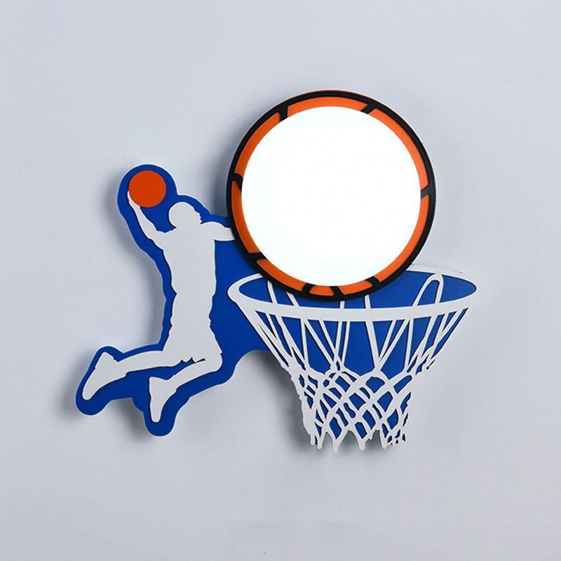 Plastic Round Shade LED Wall Lamp Cartoon Blue Wall Light Fixture for Kindergarten