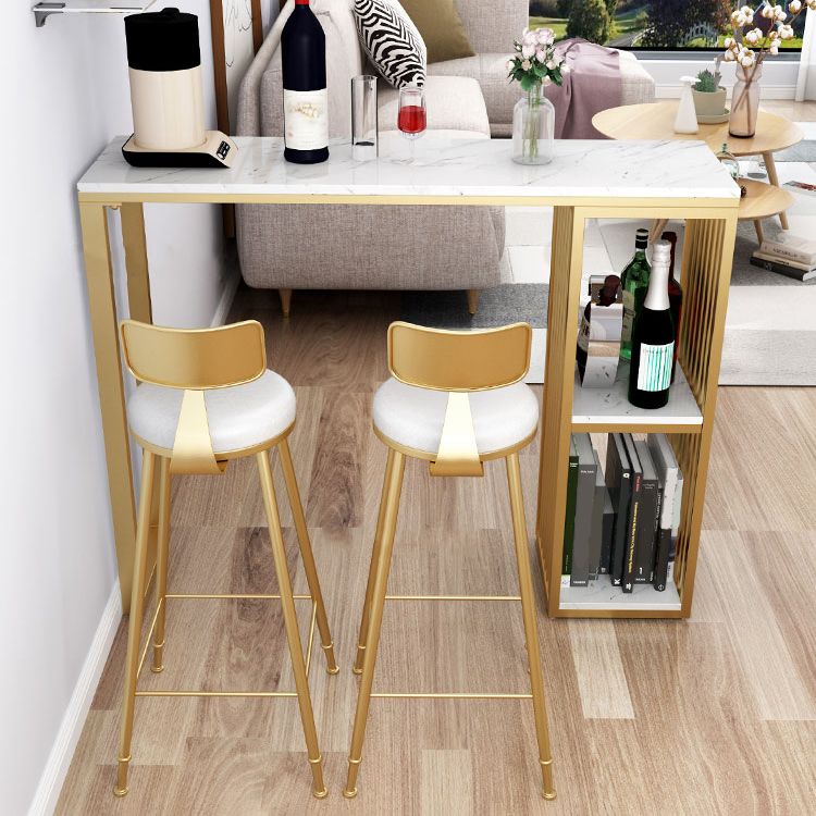 Taburete de bar de estilo escandinavo con patas de metal, asiento redondo, silla para mostrador para cocina